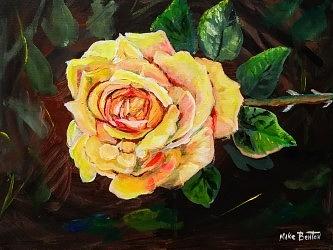 Yellow Rose #2 Painting by Mike Benton