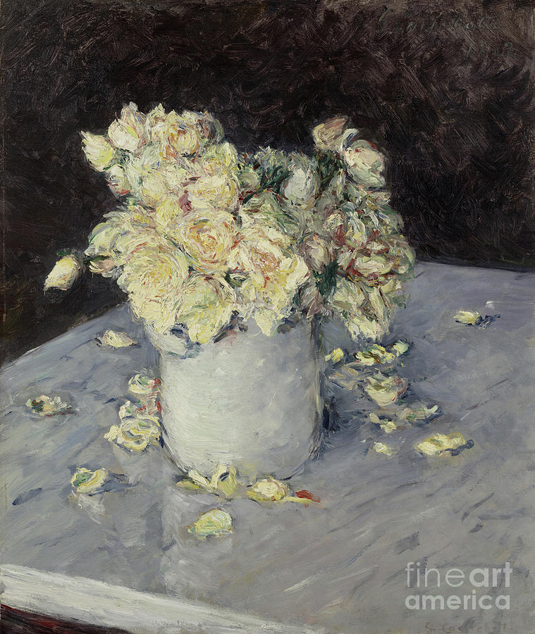 Gustave Caillebotte Painting - Yellow Roses In A Vase, 1882 by Gustave Caillebotte