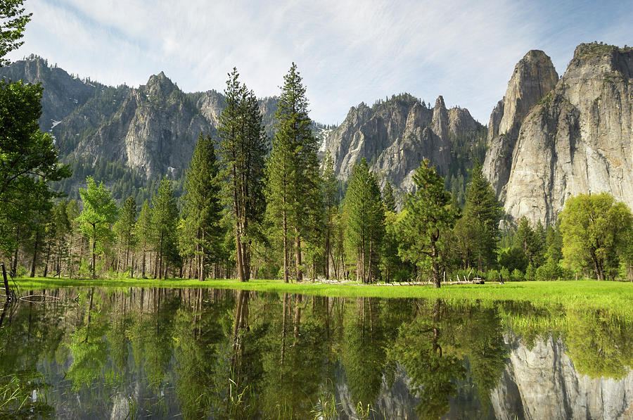Yosemite Pond With Reflection Of Peaks #1 Photograph by Gomezdavid