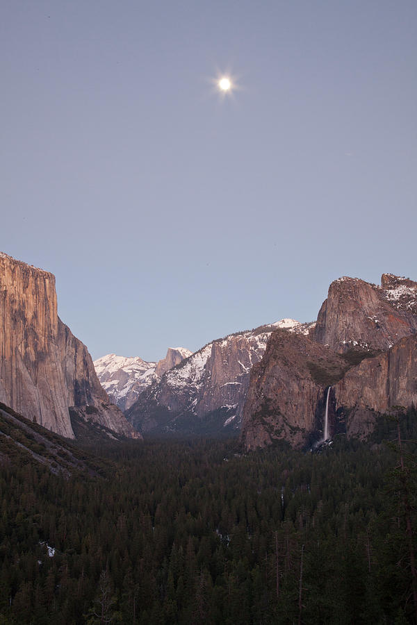 Yosemite Valley With Moon #1 Photograph by Stephanie Hager - Hagerphoto