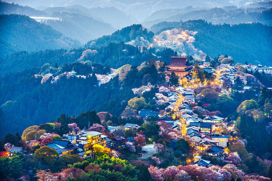 Landscape Photograph - Yoshinoyama, Japan At Twilight #1 by Sean Pavone