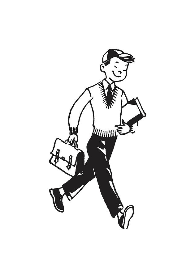 Young Boy with Briefcase #1 Drawing by CSA Images - Fine Art America