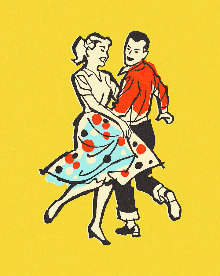 Vintage Drawing - Young Couple Dancing #1 by CSA Images
