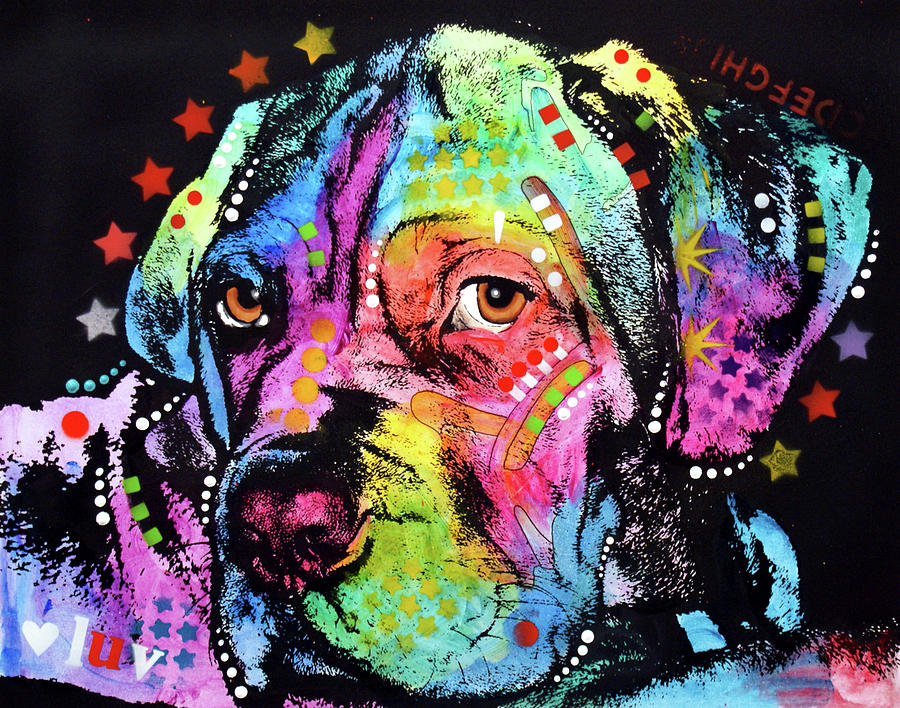Domestic Dogs Mixed Media - Young Mastiff by Dean Russo Domestic Dogs Mixed Media - Young Mastiff by Dean Russo