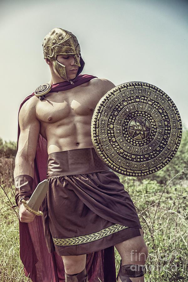 Young muscular man posing in gladiator costume by Stefano C - Fine Art