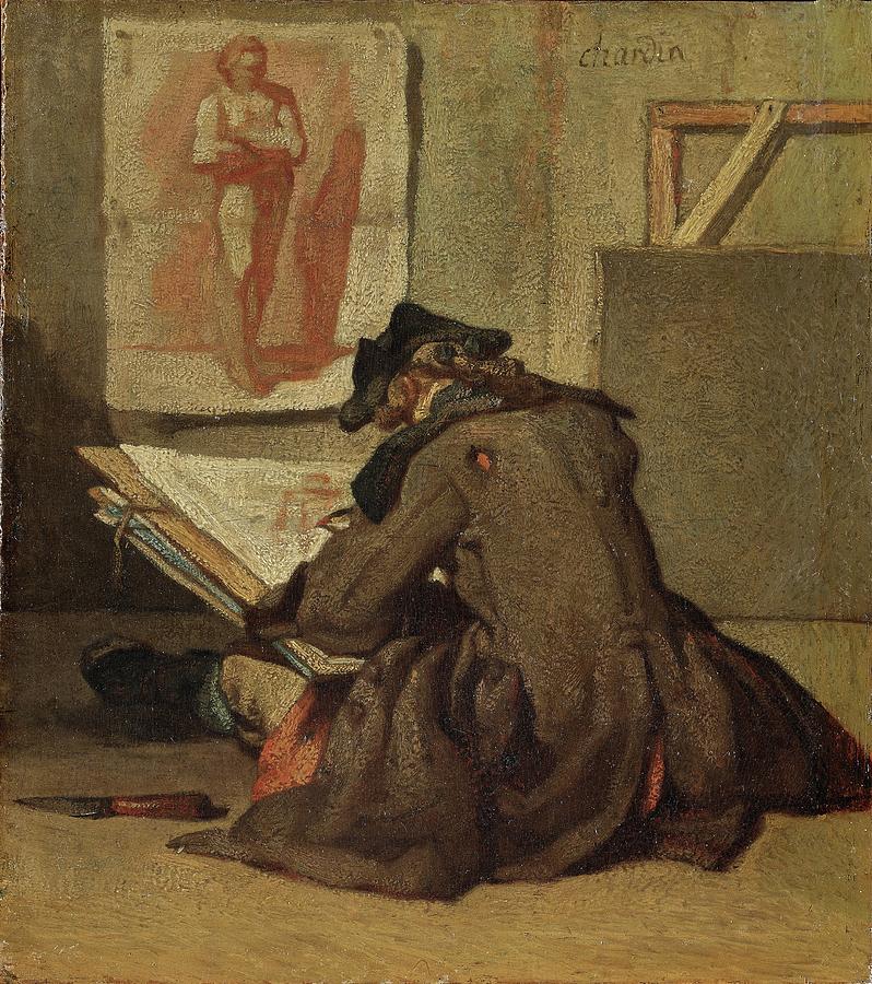 Young Student Drawing Painting by Jean-baptiste-simeon Chardin | Fine ...