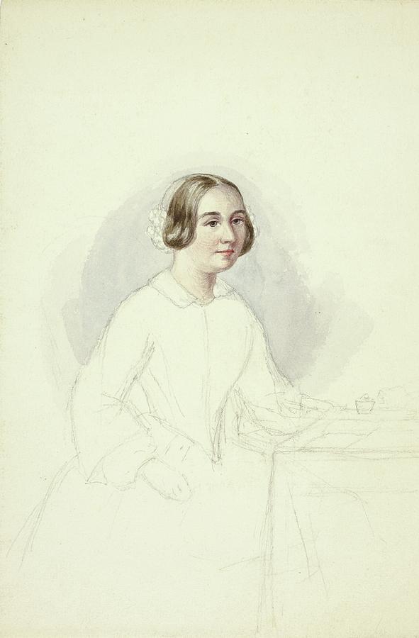 Young Woman At Writing Desk Drawing by Elizabeth Murray | Fine Art America