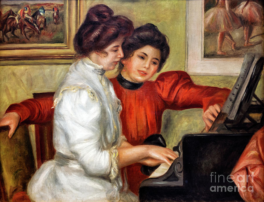 Yvonne and Christine Lerolle at the Piano by Renoir Painting by Auguste Renoir