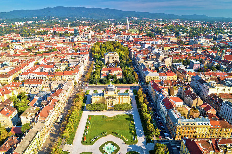 Zagreb historic city center aerial view #1 Photograph by Brch Photography