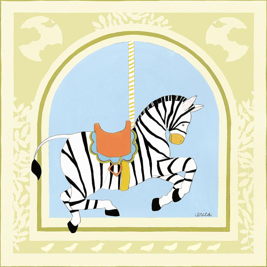Animal Painting - Zebra Carousel #1 by June Erica Vess