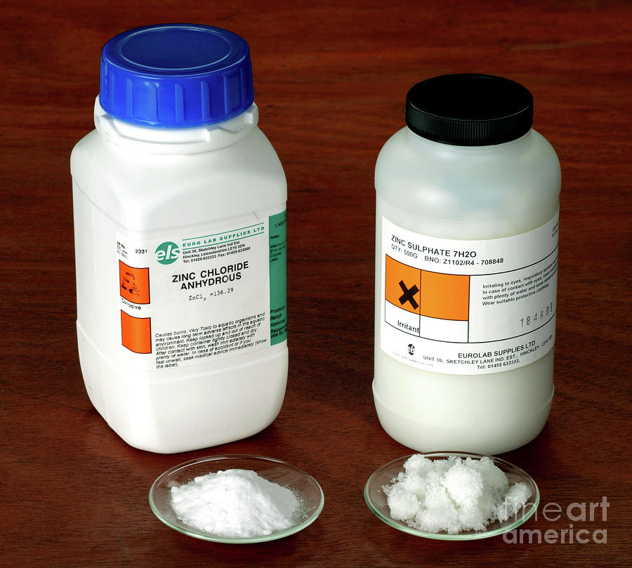 Zinc Chloride And Zinc Sulphate Photograph by Martyn F. Chillmaid