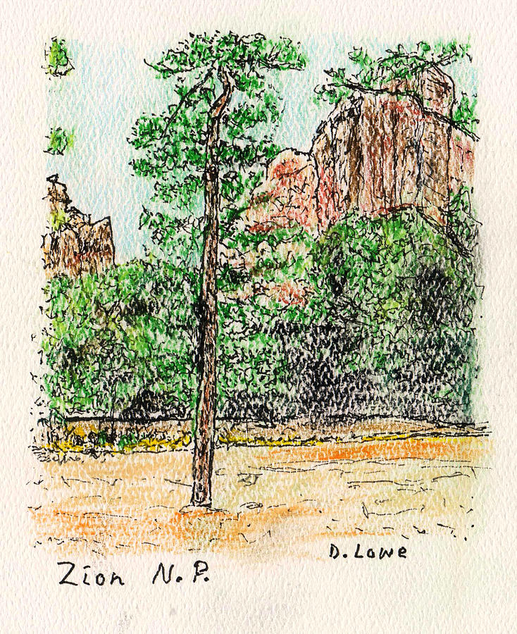 Zion National Park #1 Drawing by Danny Lowe