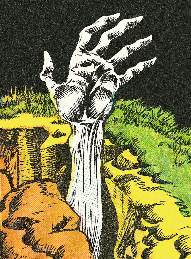 Vintage Drawing - Zombie hand #1 by CSA Images