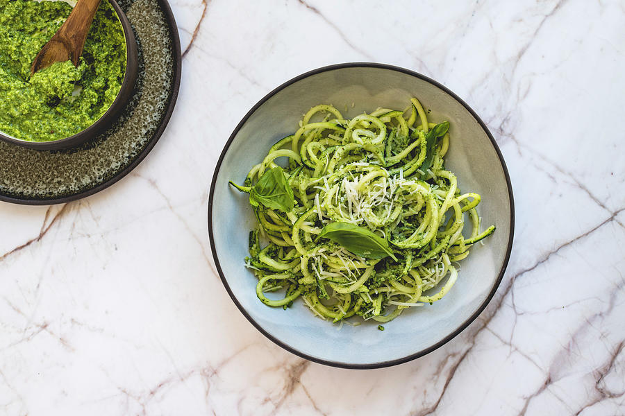 Zucchini Noodles With Hemp And Basil Pesto #1 Photograph by Hein Van Tonder