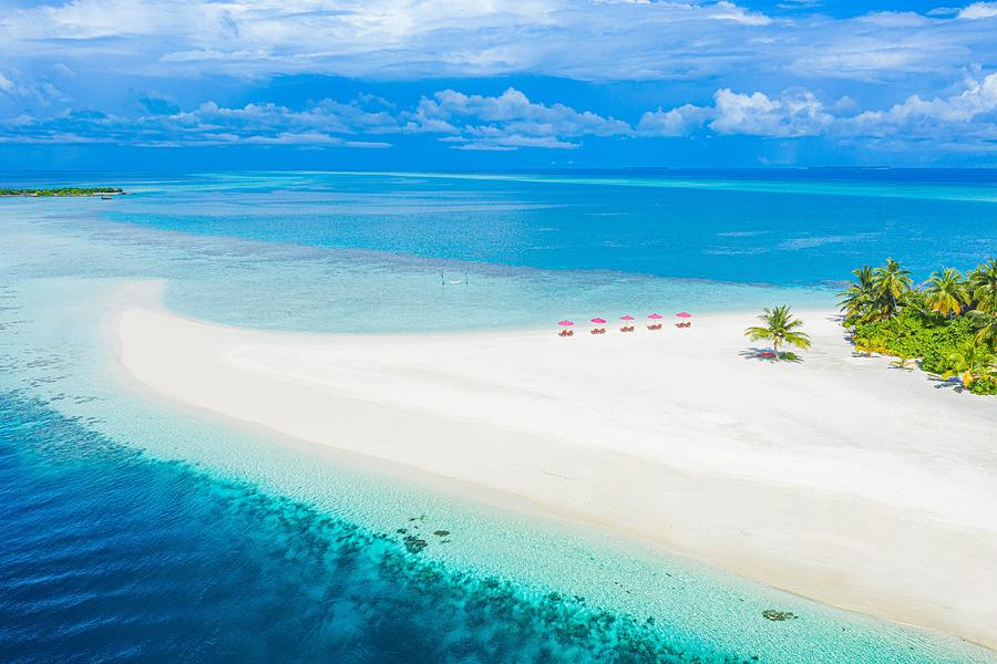 Nature Photograph - Aerial Photo Of Beautiful Maldives #10 by Levente Bodo