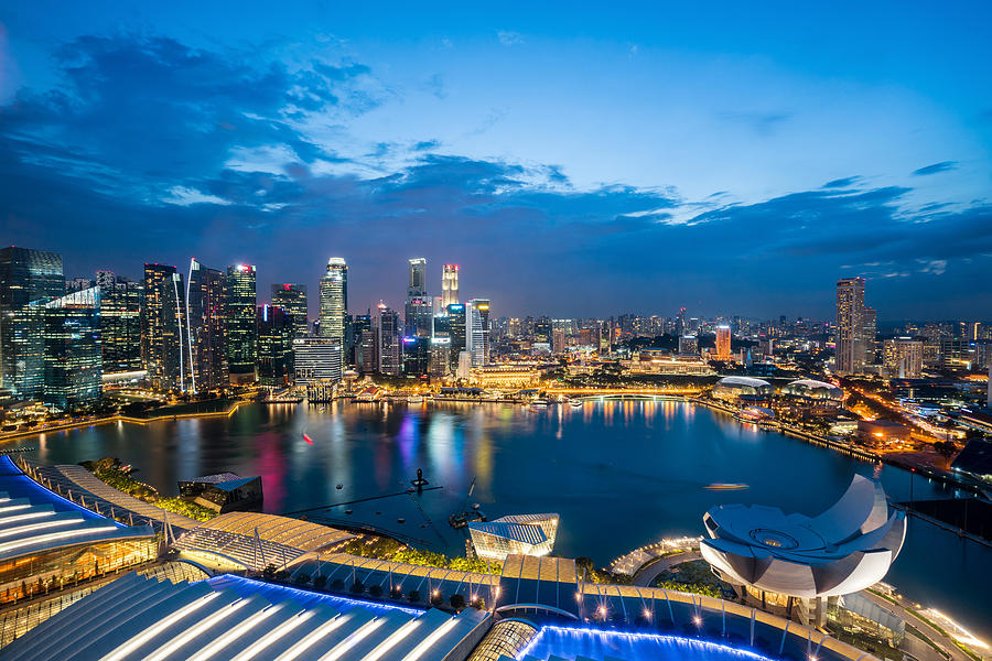 Aerial View Of Singapore Business Photograph by Prasit Rodphan - Fine ...