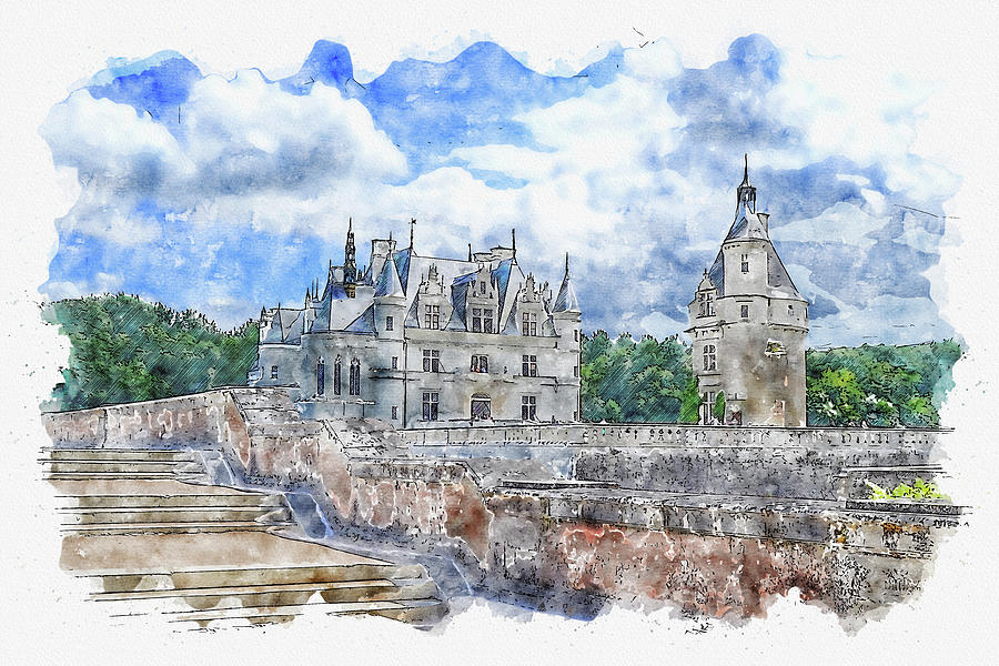 Architecture #watercolor #sketch #architecture #castle #10 Digital Art by TintoDesigns