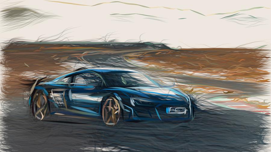 Audi R8 Drawing #11 Digital Art by CarsToon Concept