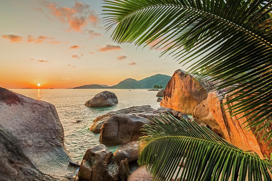 Beach With Granite Rocks, Seychelles #10 Digital Art by Reinhard Schmid