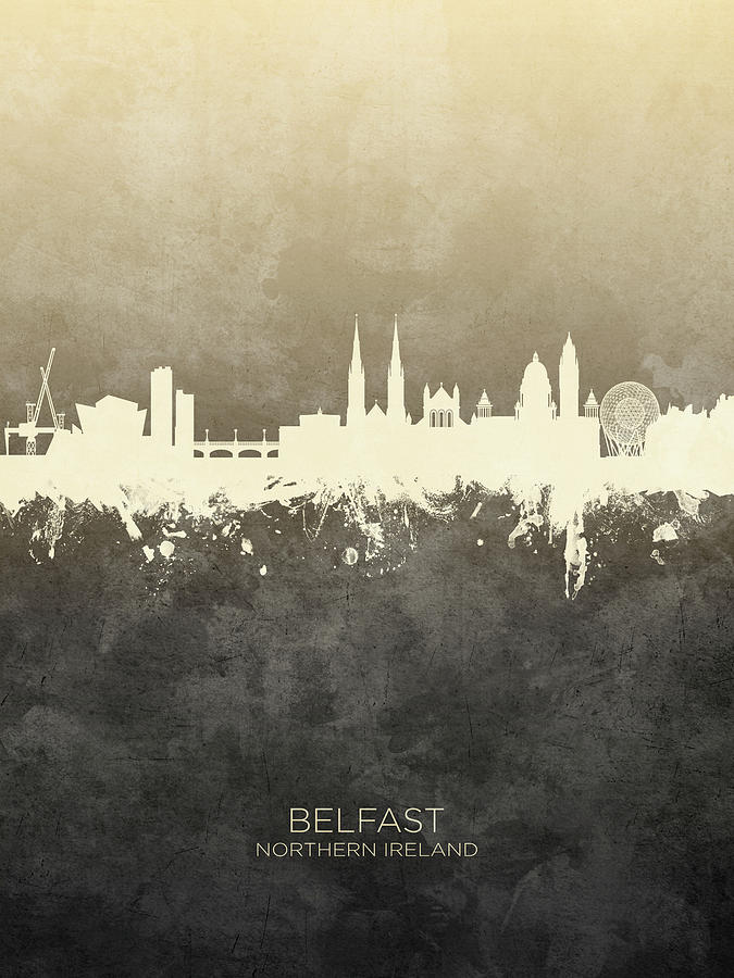 Skyline Digital Art - Belfast Northern Ireland Skyline #10 by Michael Tompsett