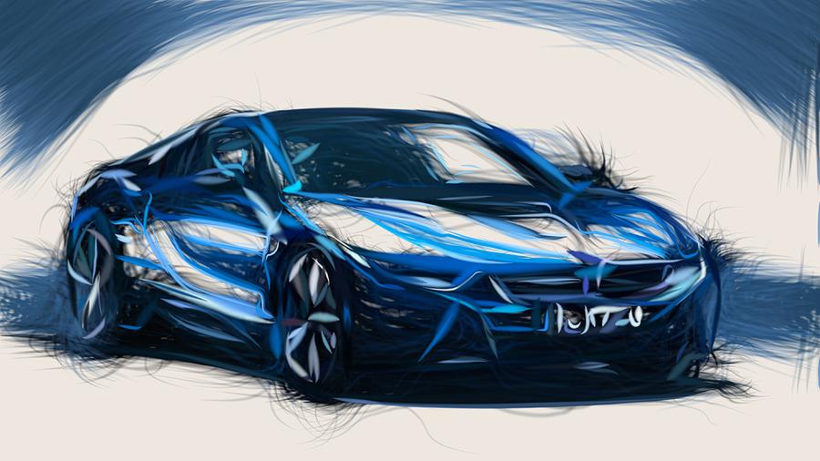 BMW i8 Drawing #11 Digital Art by CarsToon Concept