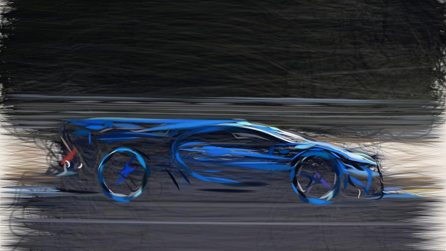 Bugatti Vision Gran Turismo Drawing #11 Digital Art by CarsToon Concept