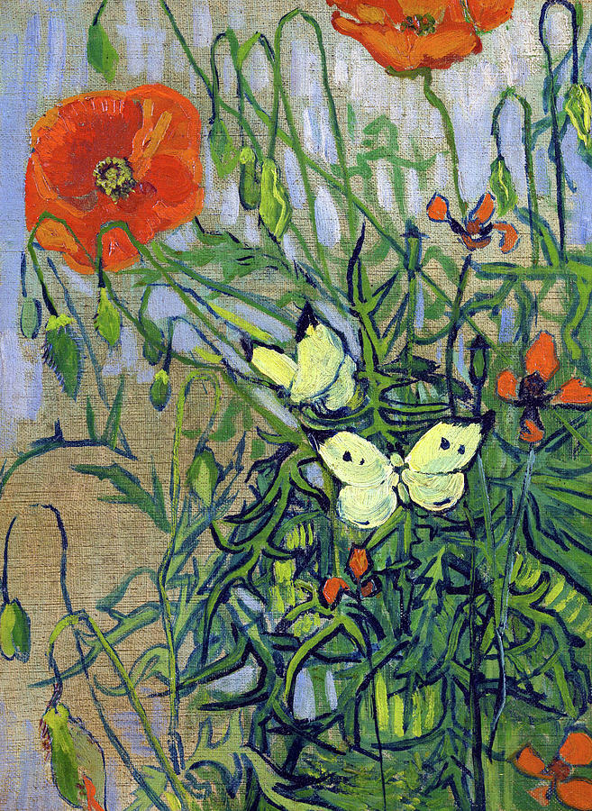 Butterflies and Poppies Painting by Vincent van Gogh - Fine Art America