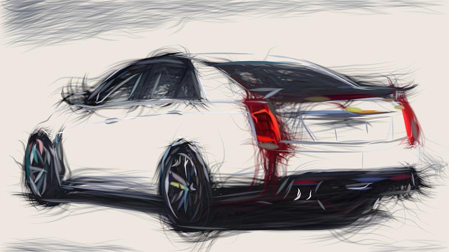 Cadillac CTS V Sedan Draw #11 Digital Art by CarsToon Concept