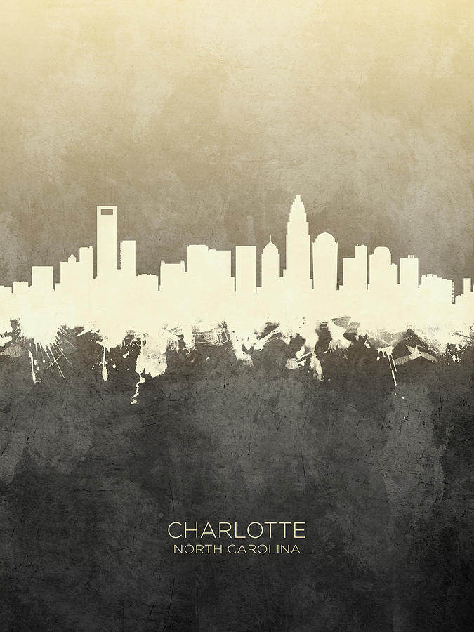 Charlotte Digital Art - Charlotte North Carolina Skyline #10 by Michael Tompsett