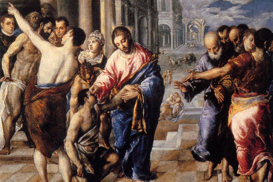 Christ healing the blind Painting by El Greco