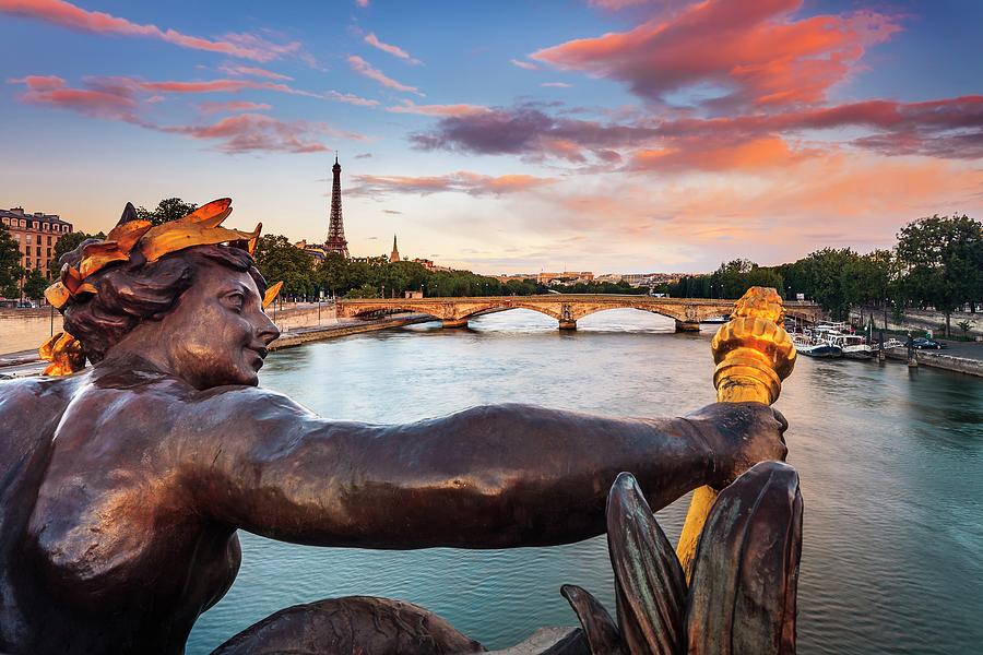 City Of Paris Along The Seine River #10 Digital Art by Antonino Bartuccio