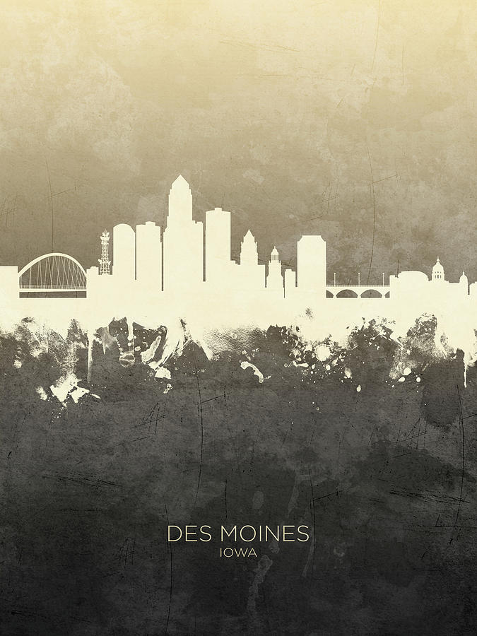 Des Moines Iowa Skyline #10 Digital Art by Michael Tompsett