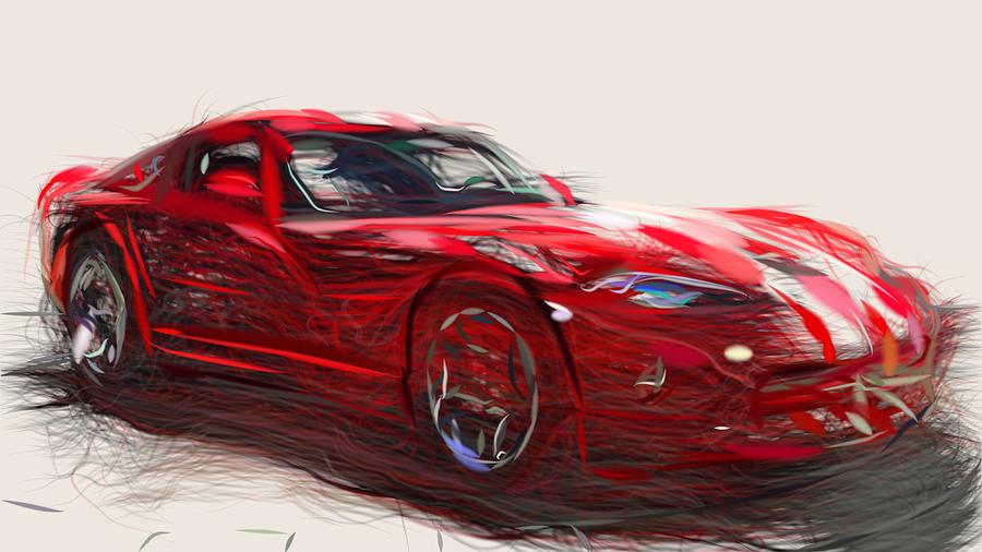 Dodge Viper GTS Draw #10 Digital Art by CarsToon Concept
