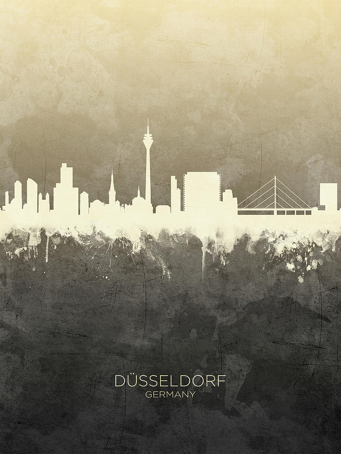 Dusseldorf Germany Skyline #10 Digital Art by Michael Tompsett