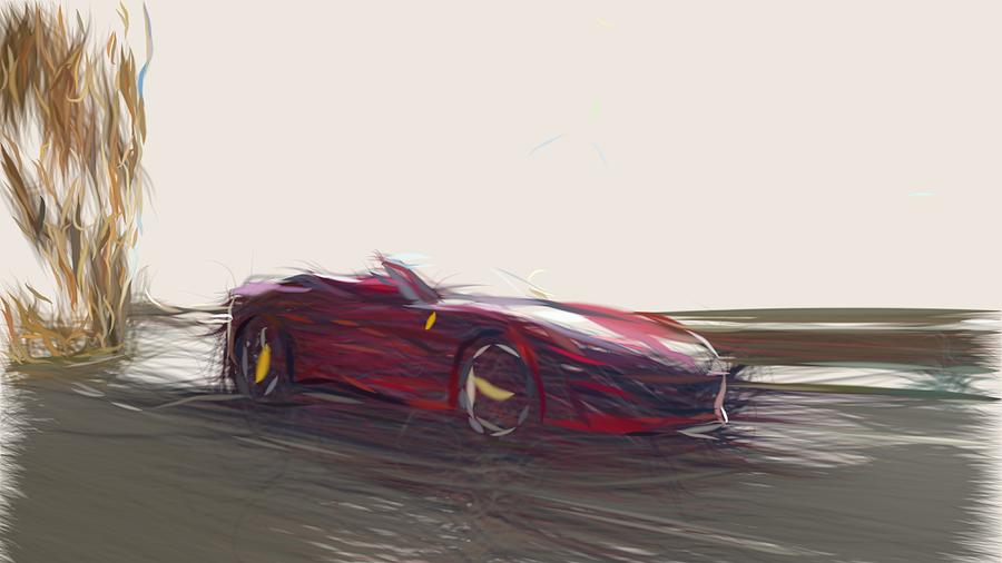 Ferrari Portofino Drawing #11 Digital Art by CarsToon Concept