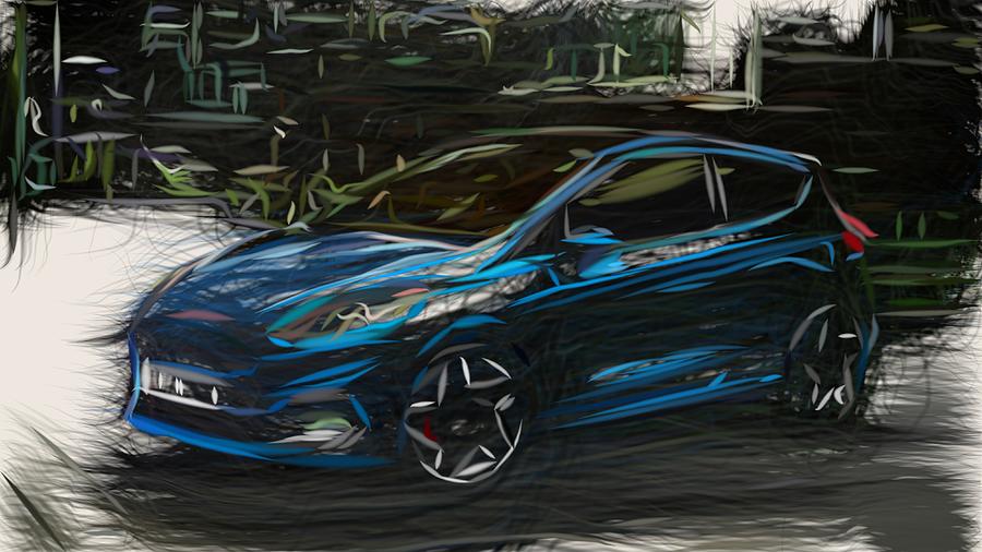 Ford Fiesta ST Drawing #11 Digital Art by CarsToon Concept