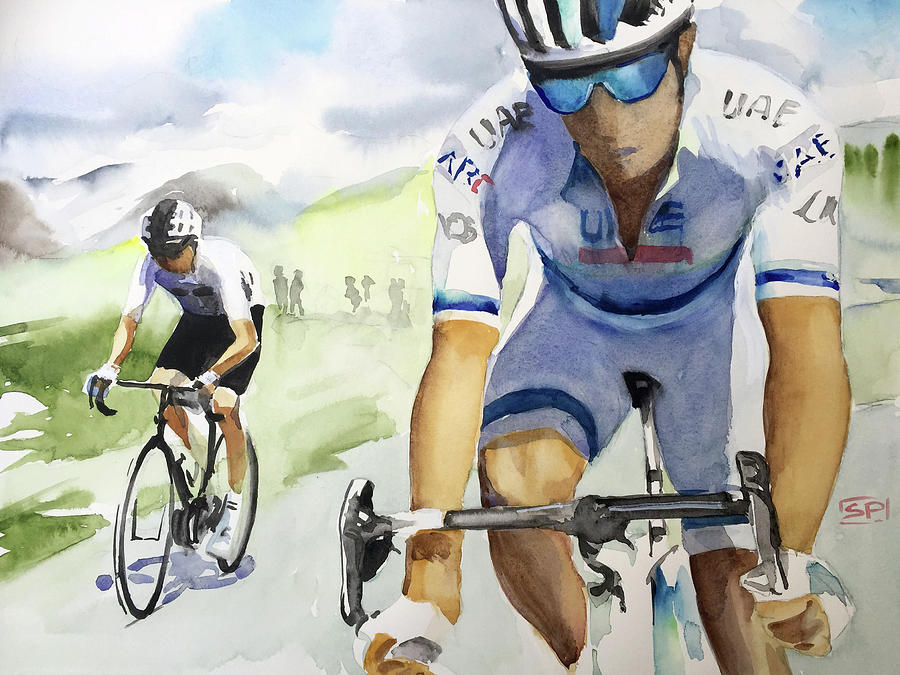 10 Froome and Kristoff Climbing Painting by Shirley Peters