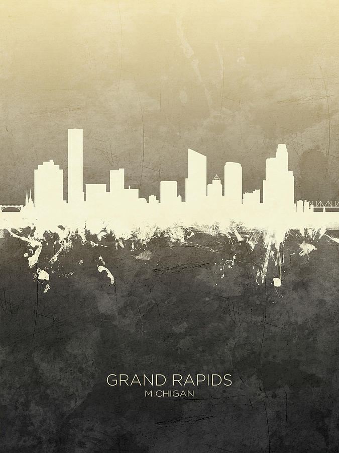 Grand Rapids Michigan Skyline #10 Digital Art by Michael Tompsett