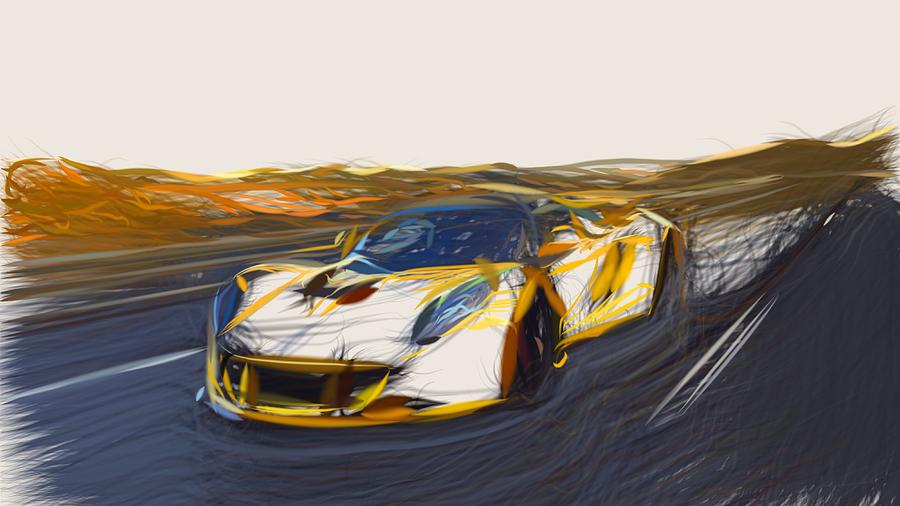 Hennessey Venom GT Draw #10 Digital Art by CarsToon Concept