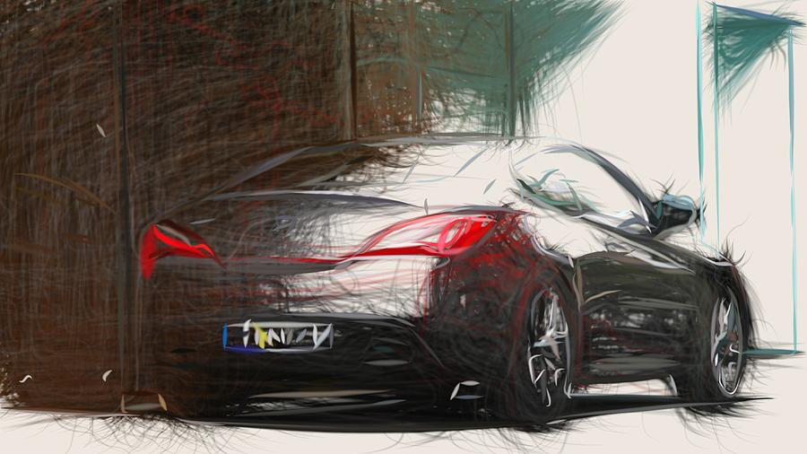 Hyundai Genesis Coupe Draw #11 Digital Art by CarsToon Concept