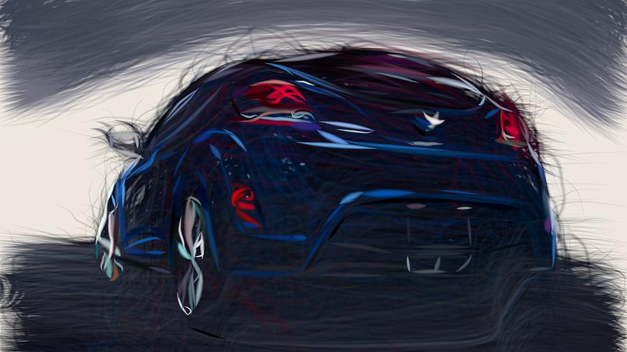 Hyundai Veloster Draw #11 Digital Art by CarsToon Concept
