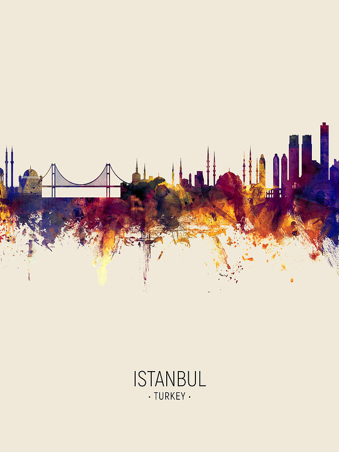 Istanbul Turkey Skyline #10 Digital Art by Michael Tompsett