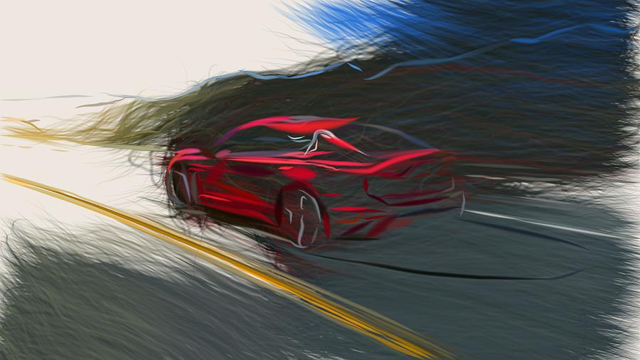 Kia Stinger GT Drawing #11 Digital Art by CarsToon Concept