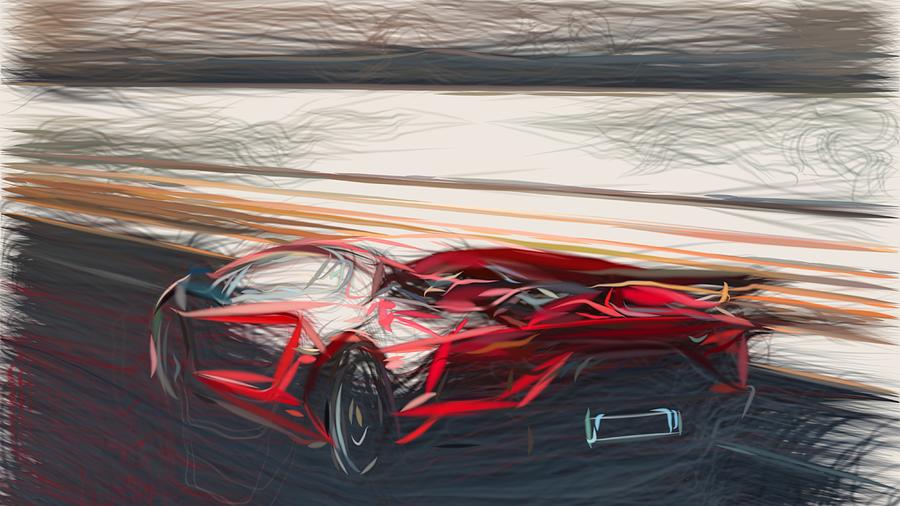 Lamborghini Aventador SVJ Drawing #11 Digital Art by CarsToon Concept