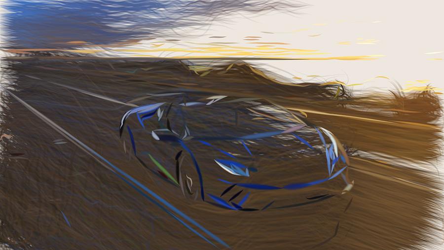 Lamborghini Huracan Performante Spyder Drawing #11 Digital Art by CarsToon Concept