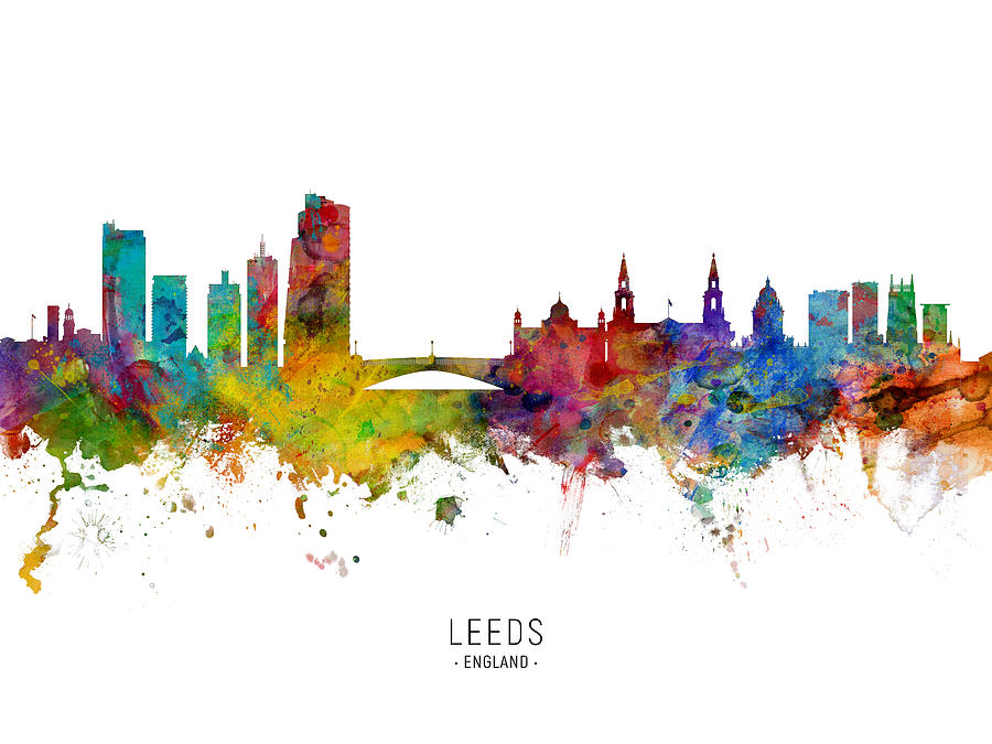 Leeds England Skyline #10 Digital Art by Michael Tompsett
