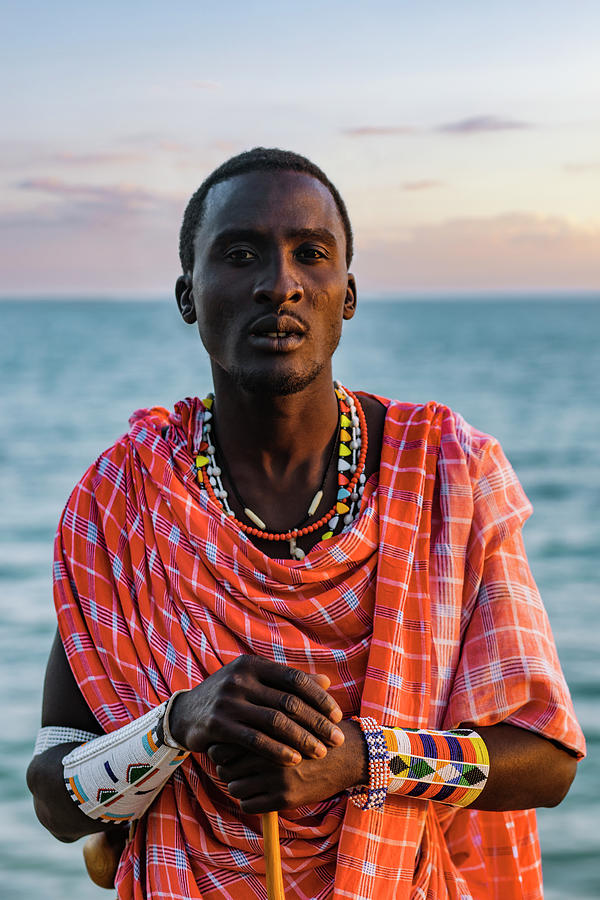 Nature Photograph - Maasai Man On The Beach #10 by Cavan Images