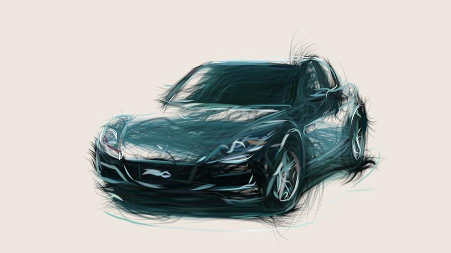 Mazda RX 8 Draw #10 Digital Art by CarsToon Concept