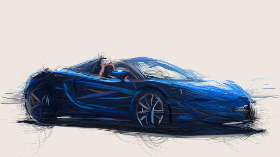 McLaren 570S Spider Drawing #11 Digital Art by CarsToon Concept