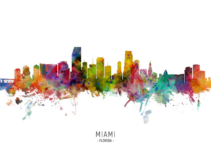 Miami Florida Skyline #10 Digital Art by Michael Tompsett